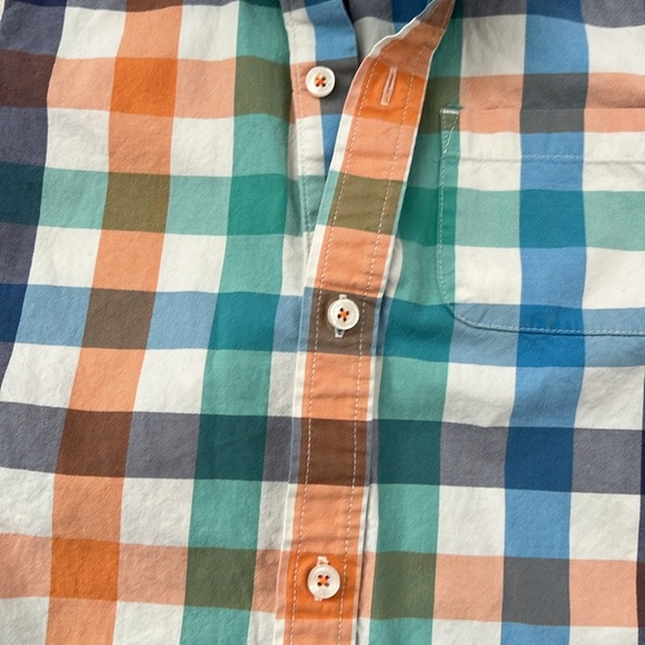 Mini Boden Boys Blue green orange Plaid Check Button Up Size 7-8y - Picture 3 of 6